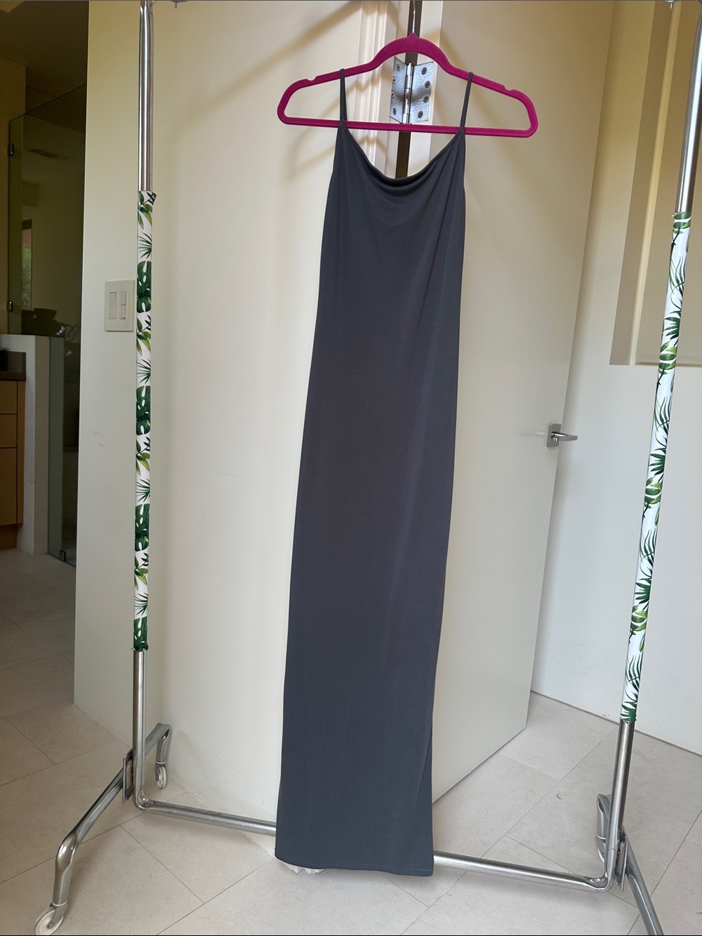 SKIMS Charcoal Maxi Dress with cut out on back Size Small